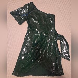 Ted Baker One Shoulder Sequin Dress W/ Tie Waist 2 NWT